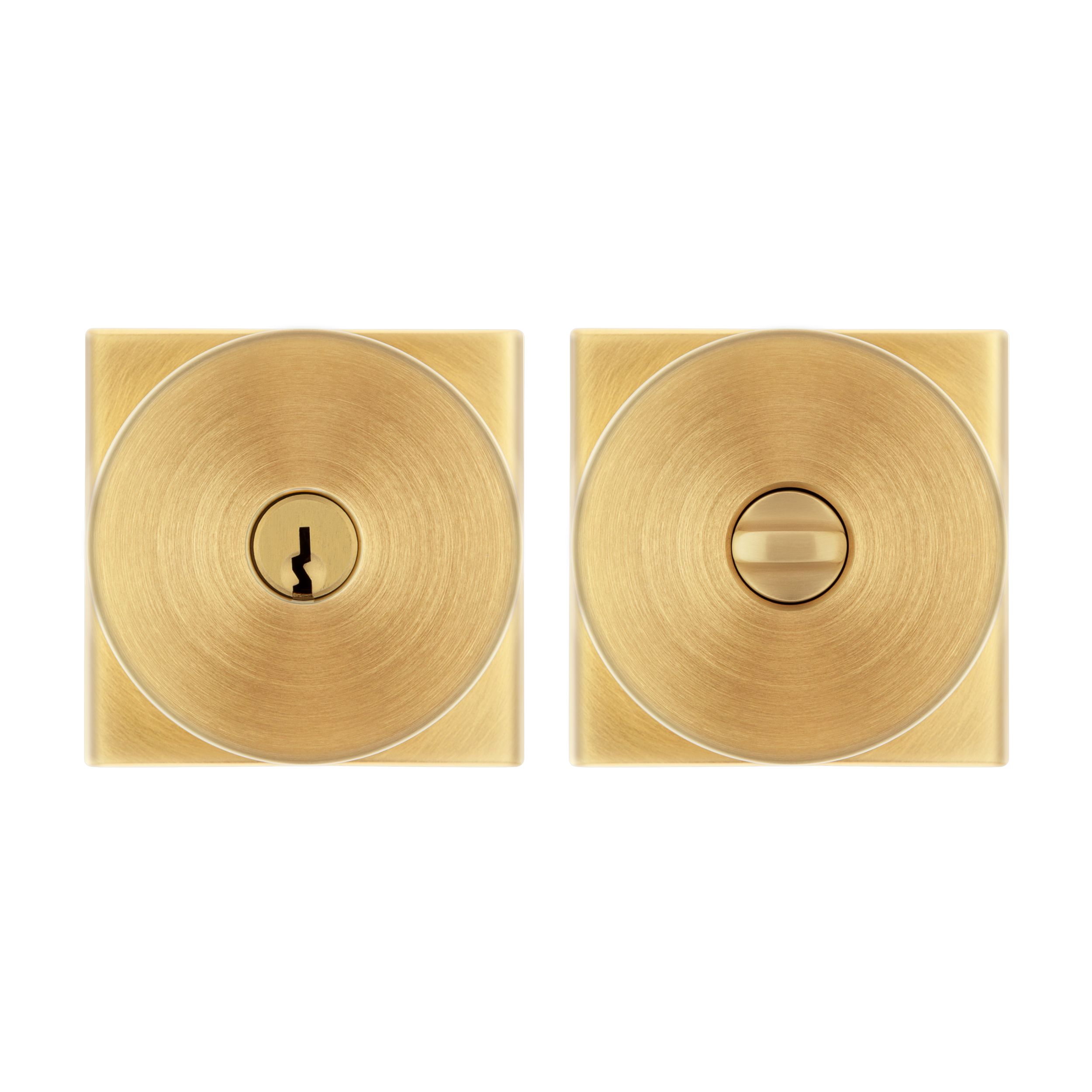 Keyed Contemporary Knob with Square Rose - Lifetime (PVD) Satin