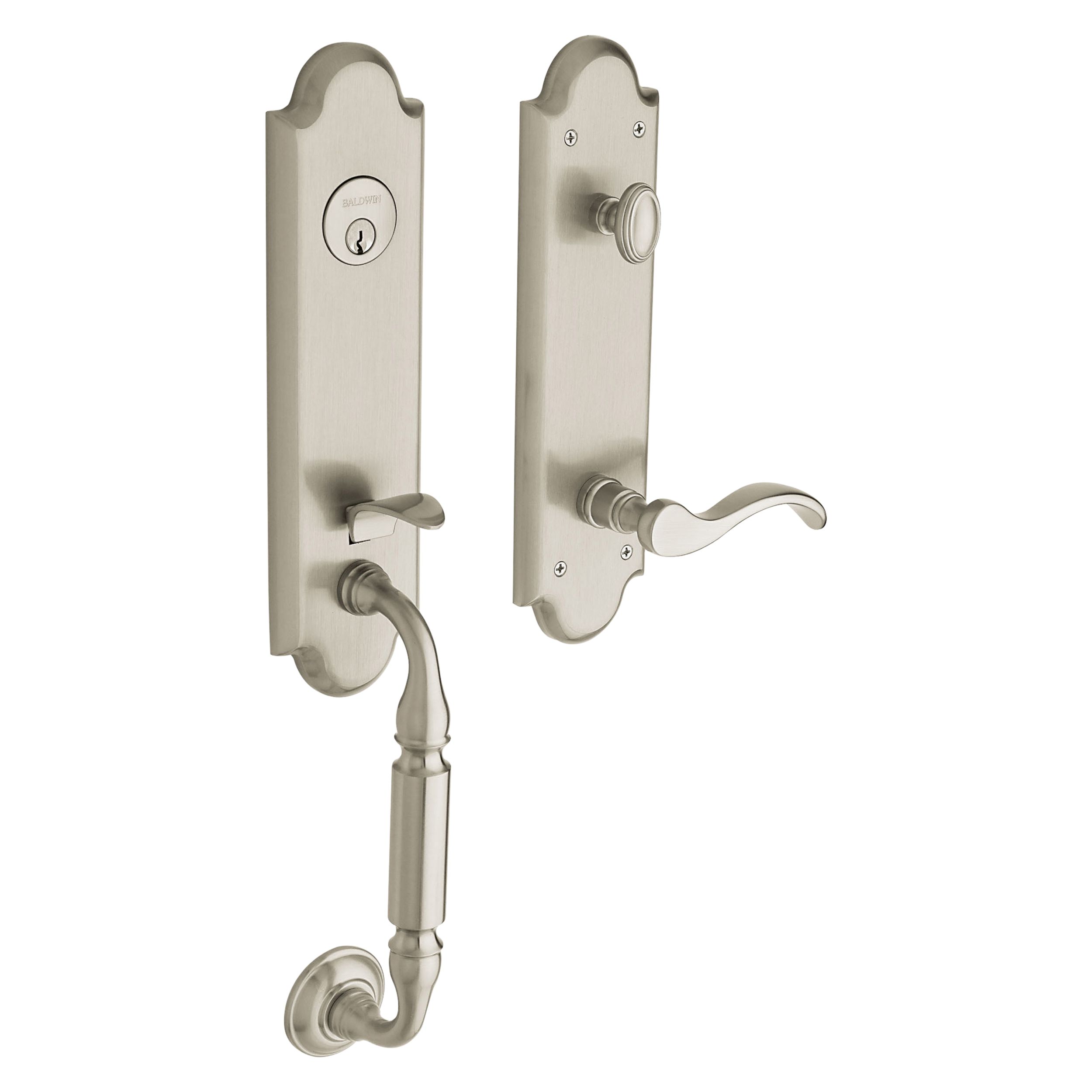Estate Collection Manchester Single Cylinder Satin Nickel Right-Handed Door Handleset with Wave Door Lever