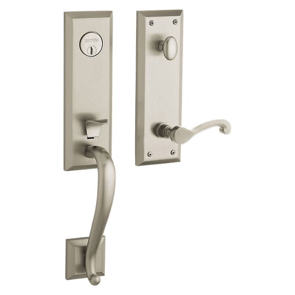 Stonegate Handleset with 5445V Classic Lever - Satin Brass & Brown