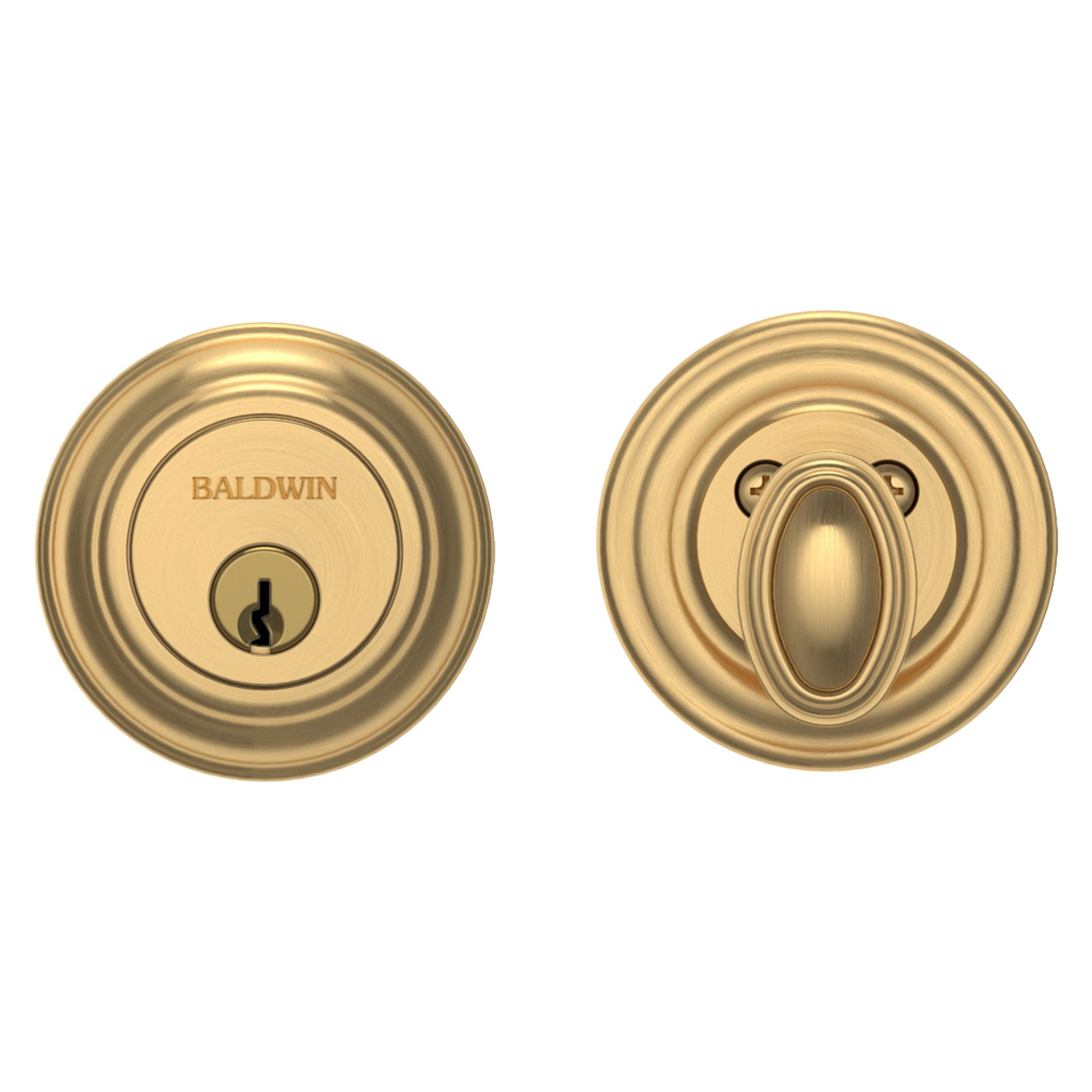 thumbnail image 2 of Baldwin 8232.003 Traditional Deadbolt - Double Cylinder, Polished Brass, Fits 1-3/4" Doors 2 of 2