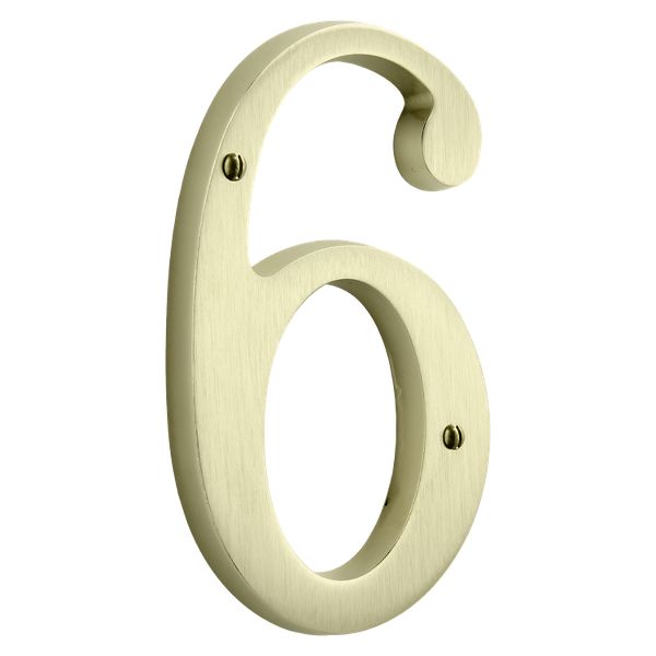 9067 House Numbers - 6 - Lifetime (PVD) Satin Brass | Baldwin Hardware