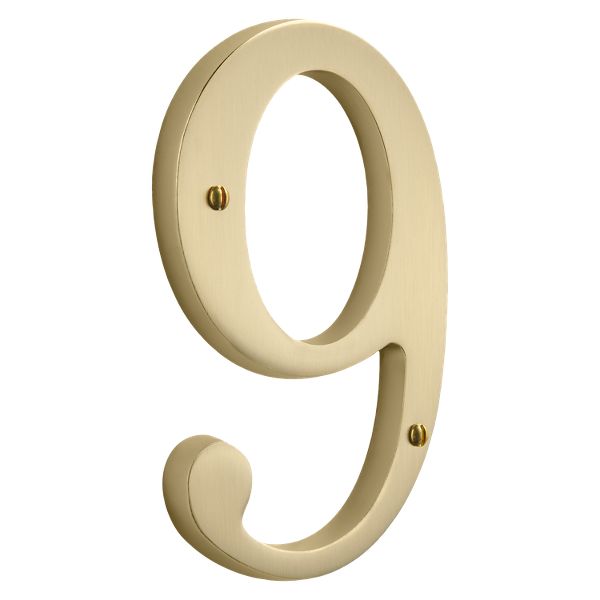 9067 House Numbers - 9 - Vintage Brass | Baldwin Hardware