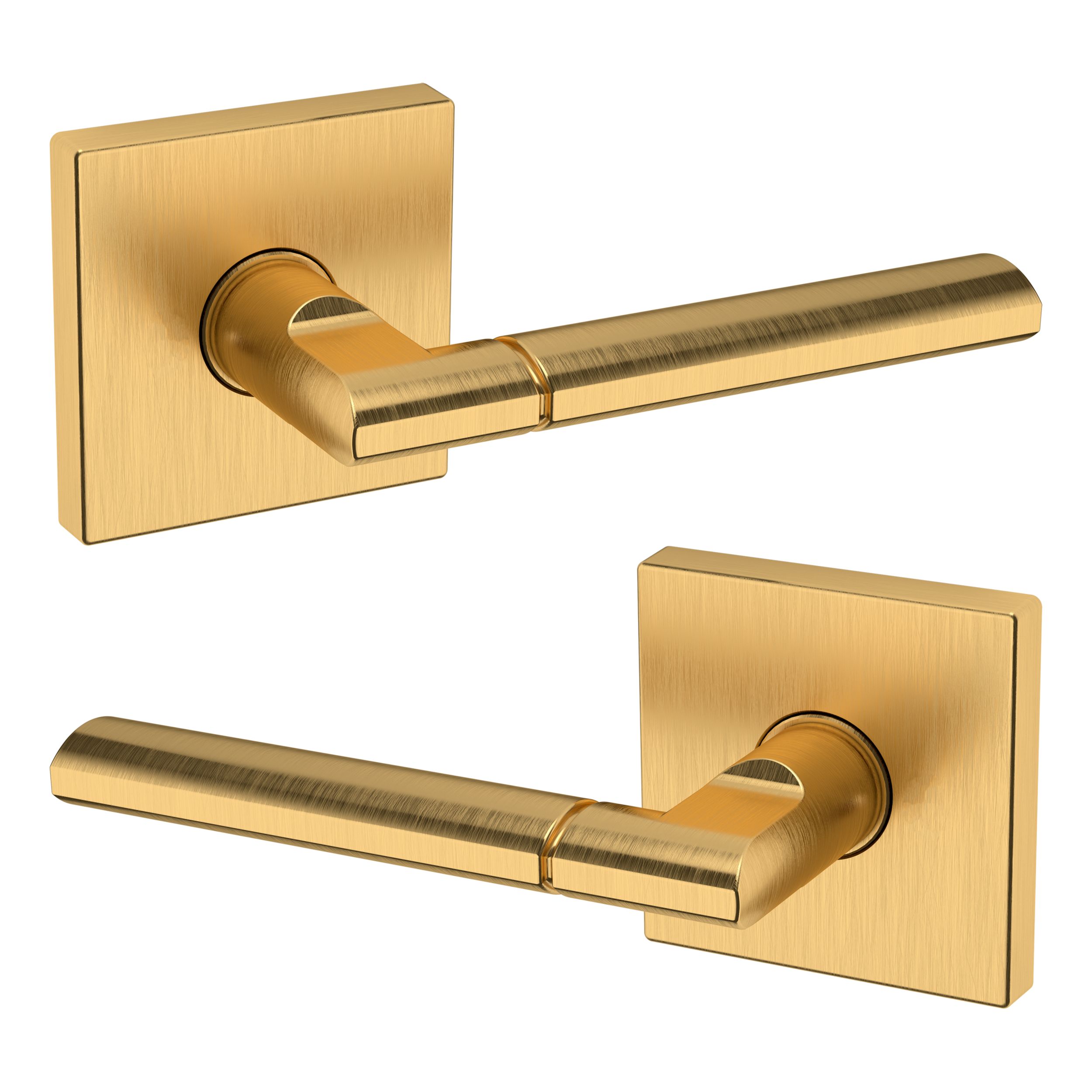 Rosso Tecnica Como Door Handle in PVD Satin Brass Finish