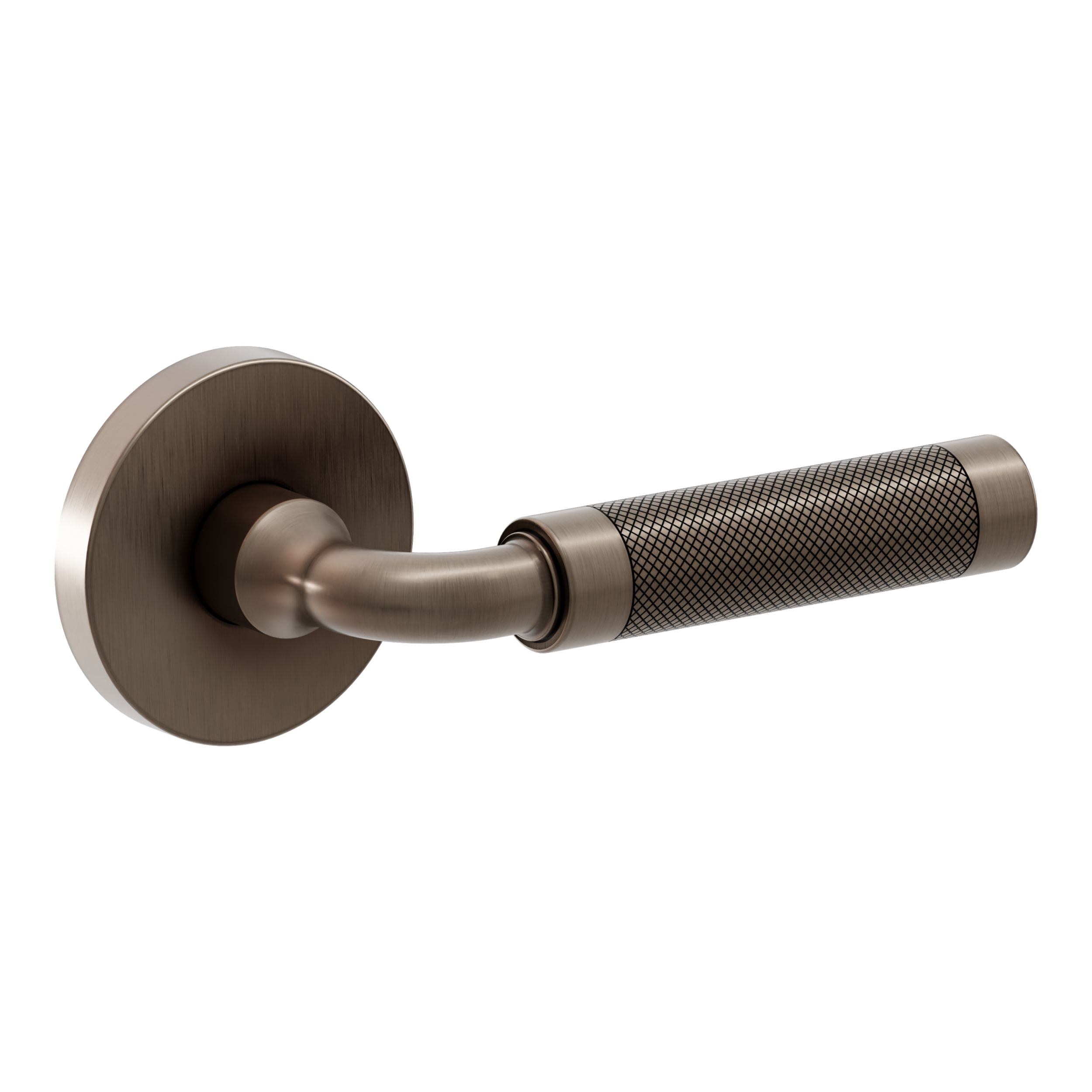 L032 Curved Knurled Gramercy Lever with 5046 Rose - Passage