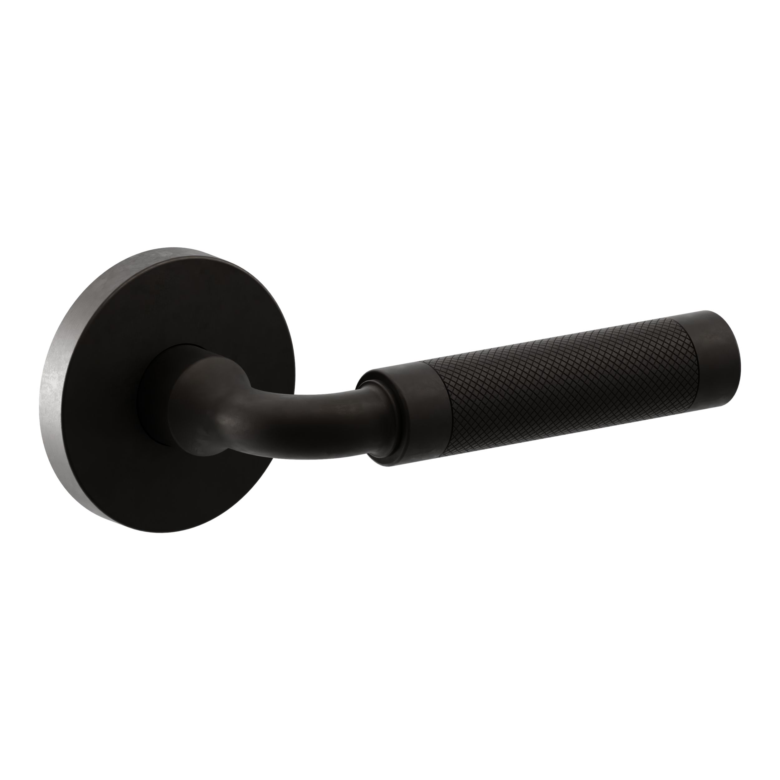 L032 Curved Knurled Gramercy Lever with 5046 Rose - Passage