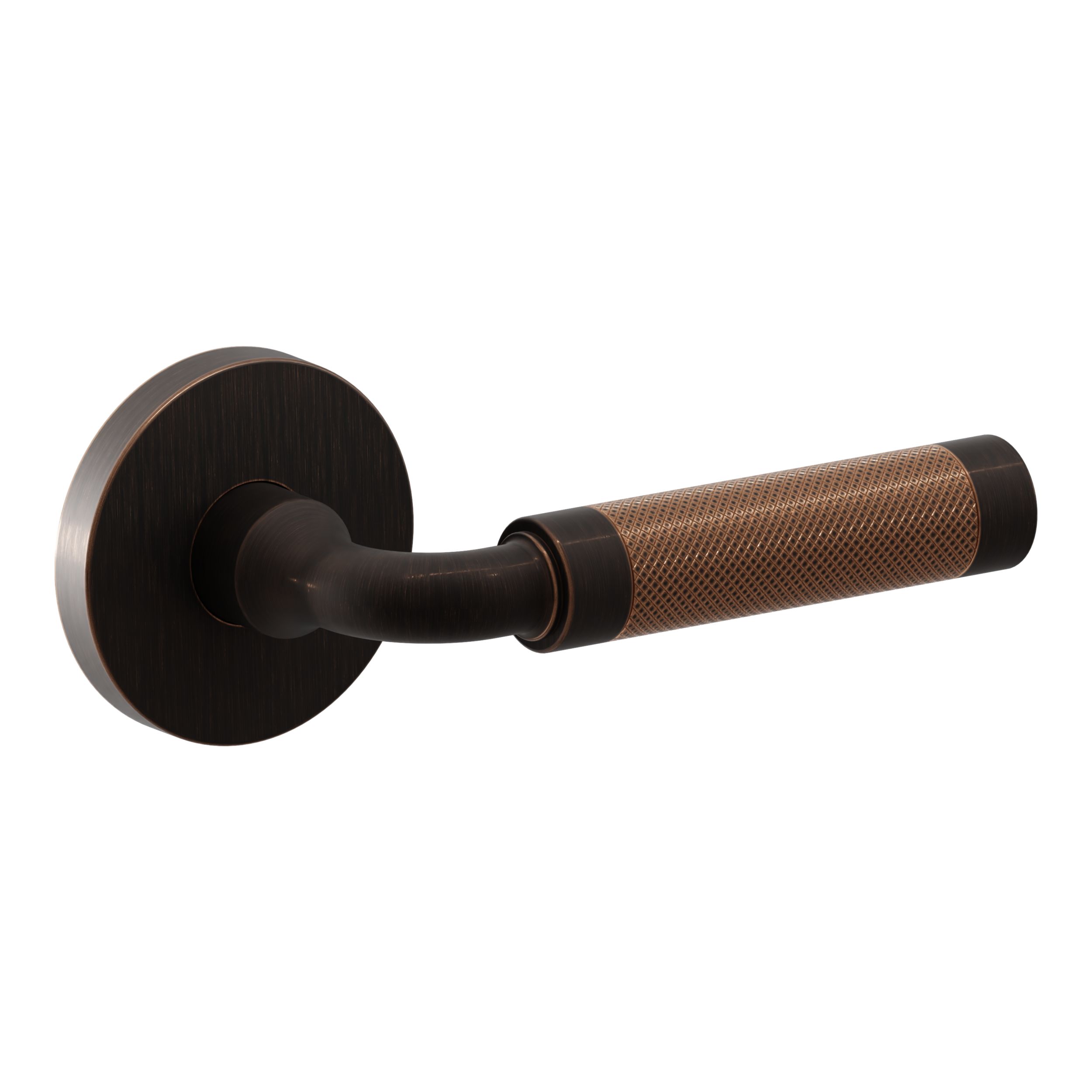 L032 Curved Knurled Gramercy Lever with 5046 Rose - Passage