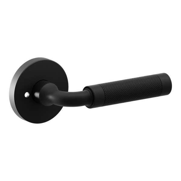 L032 Curved Knurled Gramercy Lever with 5046 Rose - Privacy