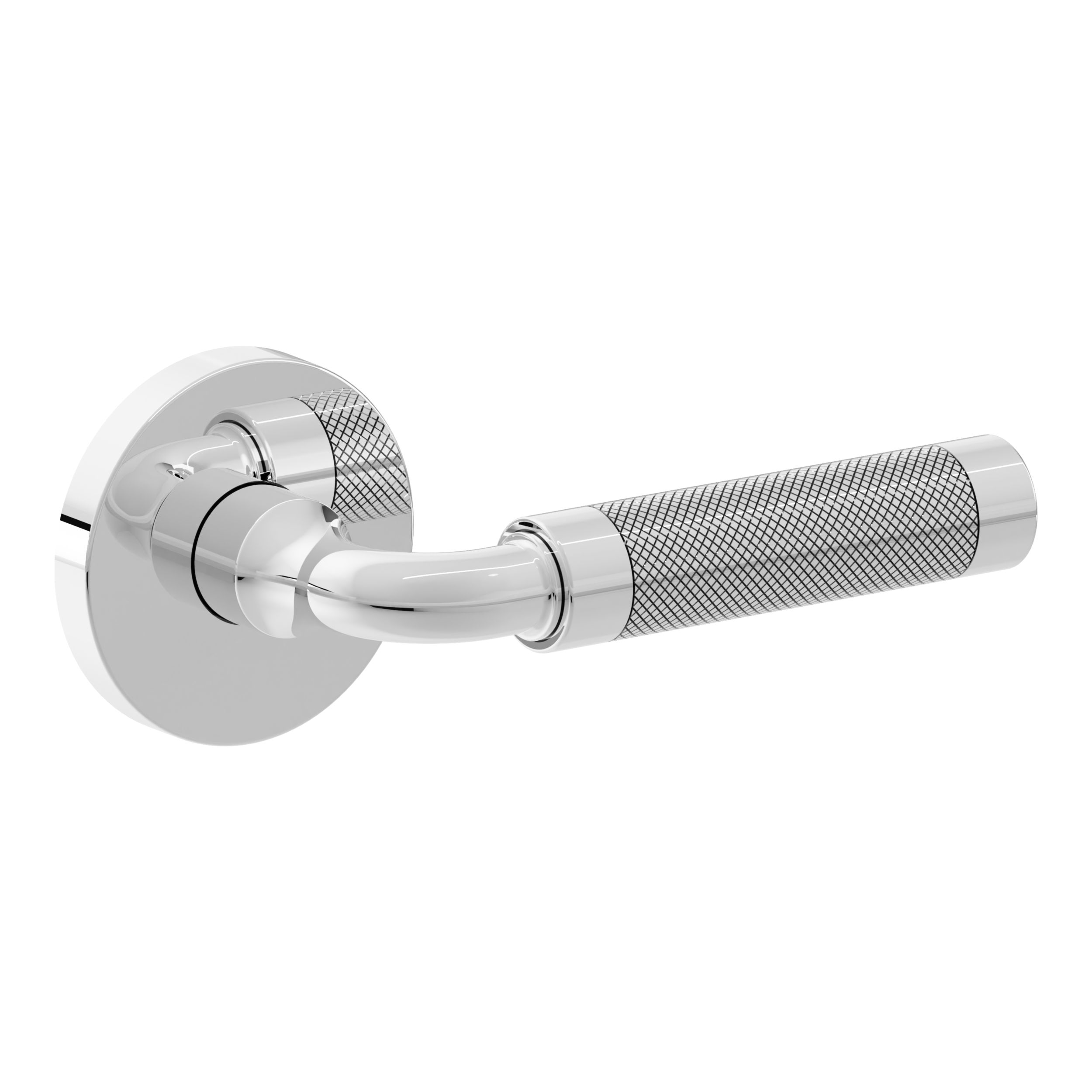 L032 Curved Knurled Gramercy Lever with 5046 Rose - Passage
