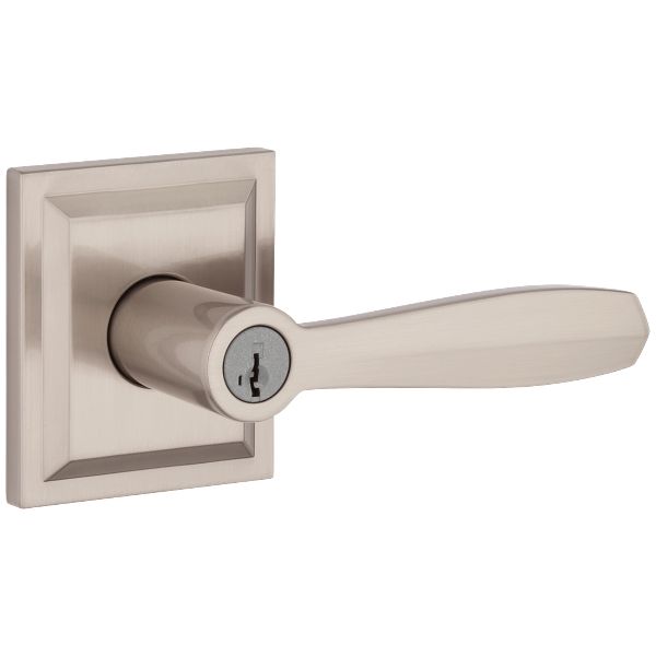 Keyed Torrey Lever with Square Rose - Satin Nickel | Baldwin Hardware