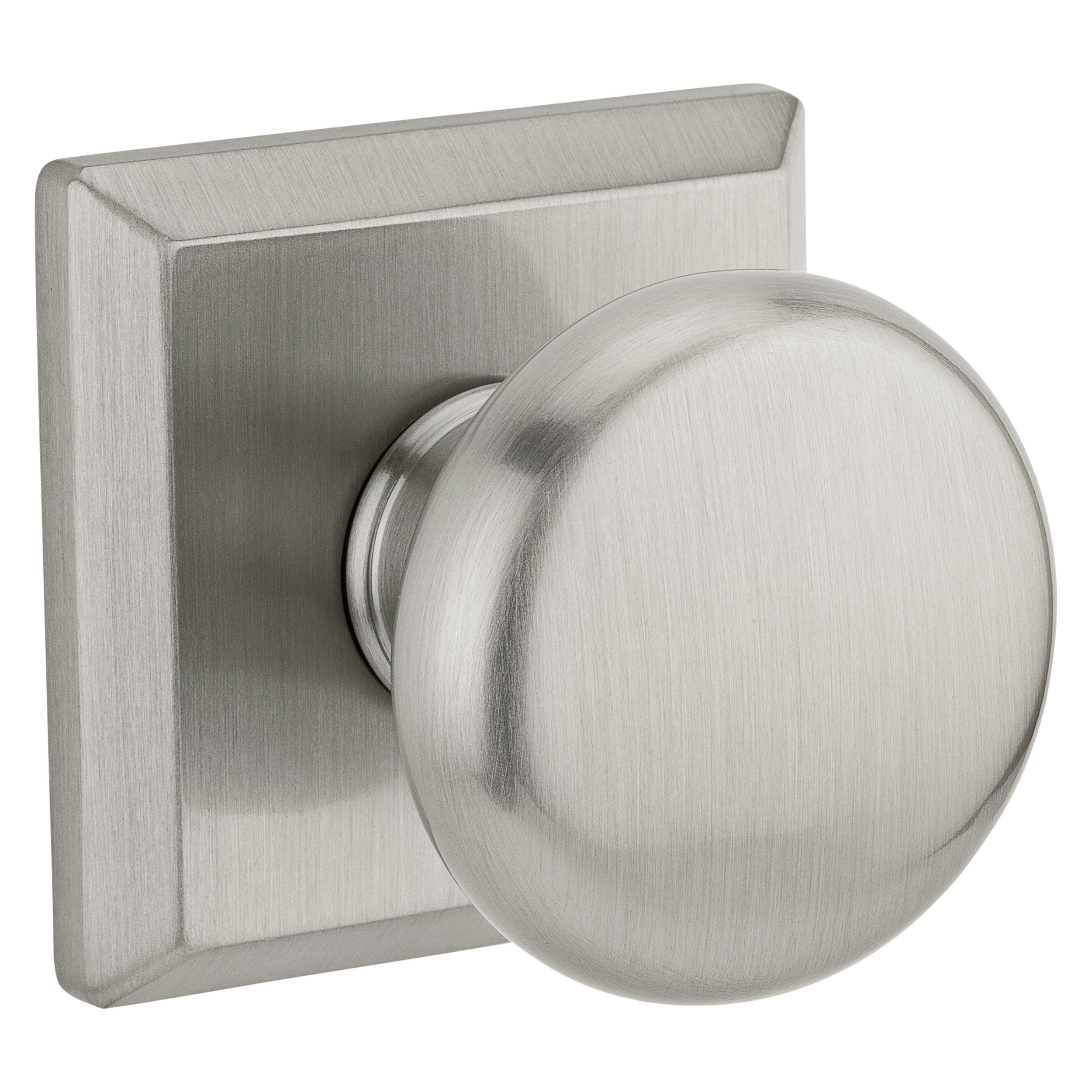 Round Knob & Traditional Square Rose- Passage - Satin Nickel