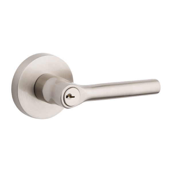 Keyed Tube Lever & Contemporary Round Rose - Baldwin Hardware