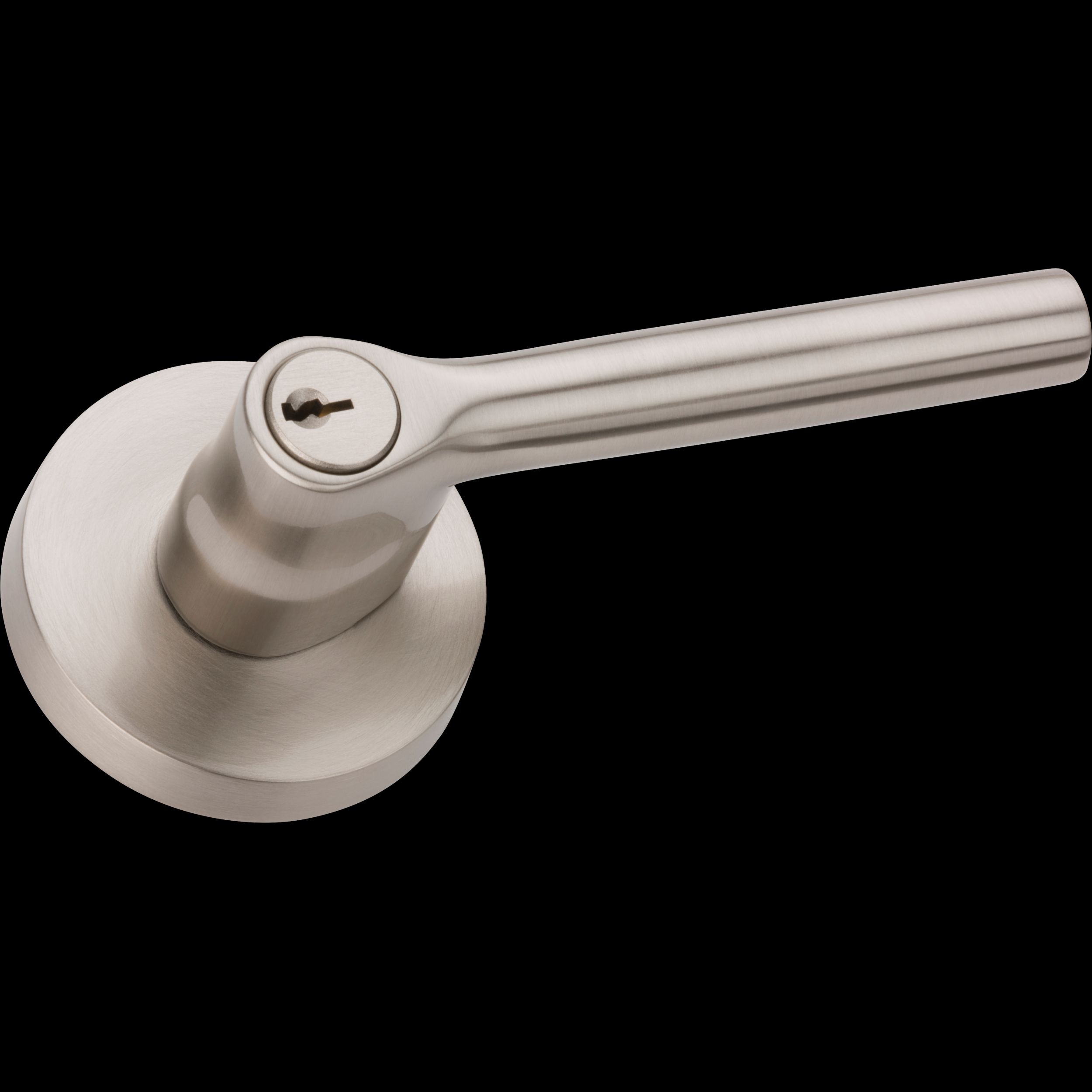 Keyed Tube Lever & Contemporary Round Rose - Satin Nickel