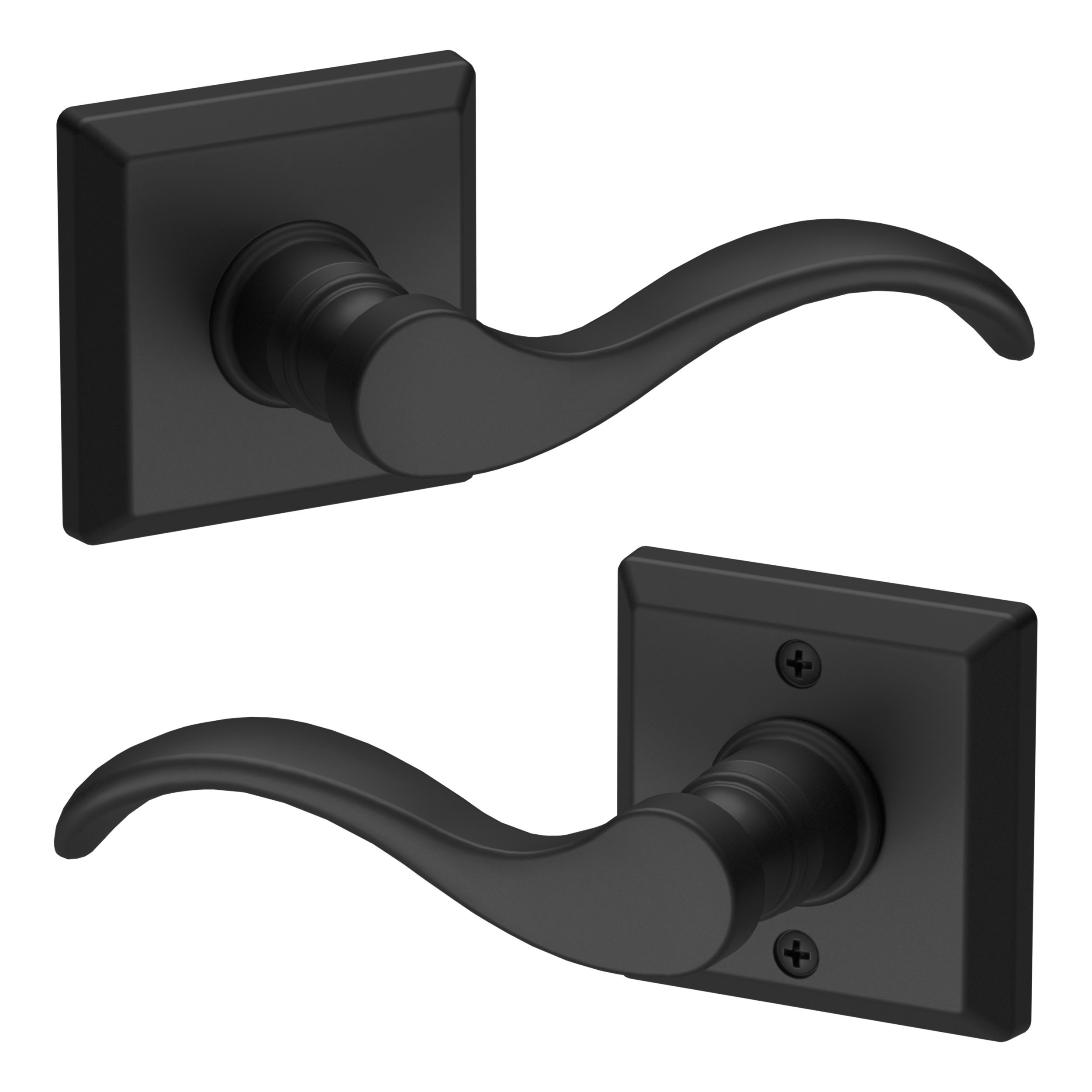 Curve Lever & Traditional Square Rose- Passage - Satin Black