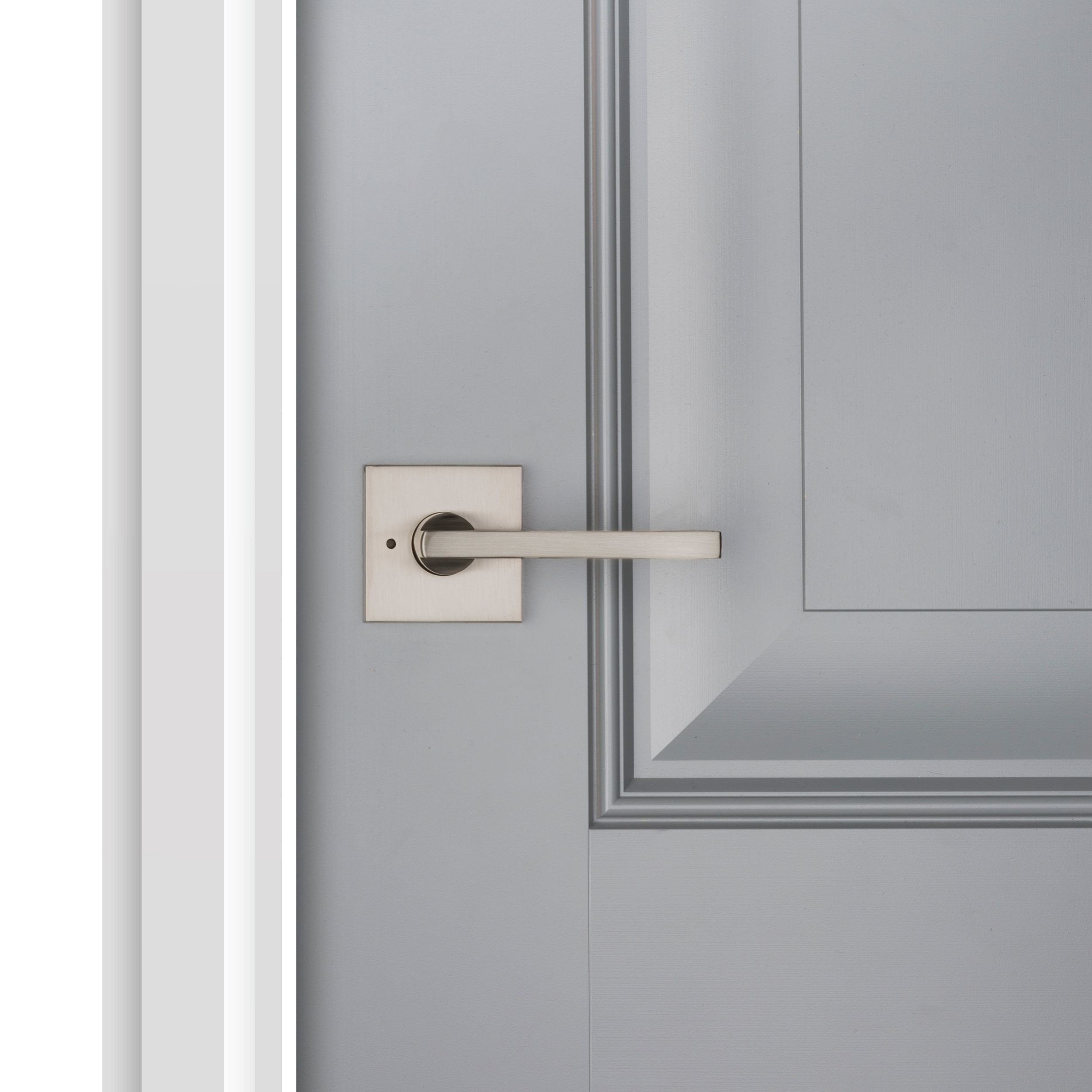 Square Lever & Contemporary Square Rose- Privacy - Satin Nickel