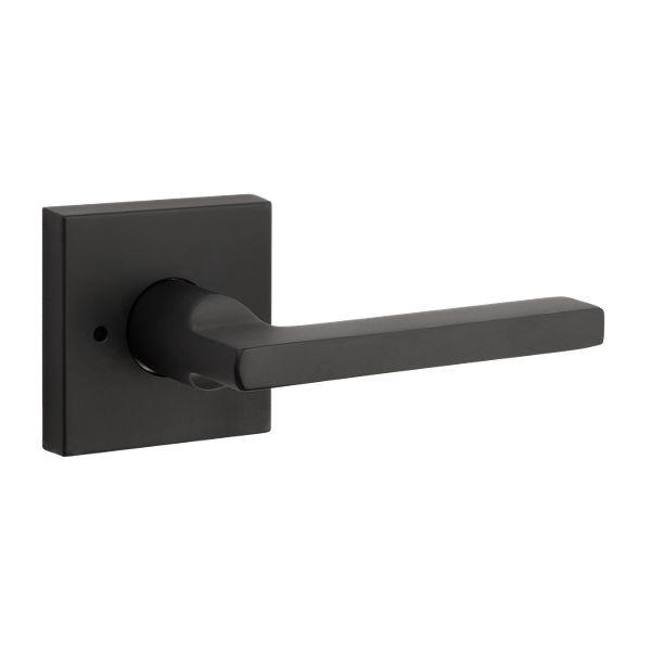 Square Lever & Contemporary Square Rose- Privacy - Satin Black