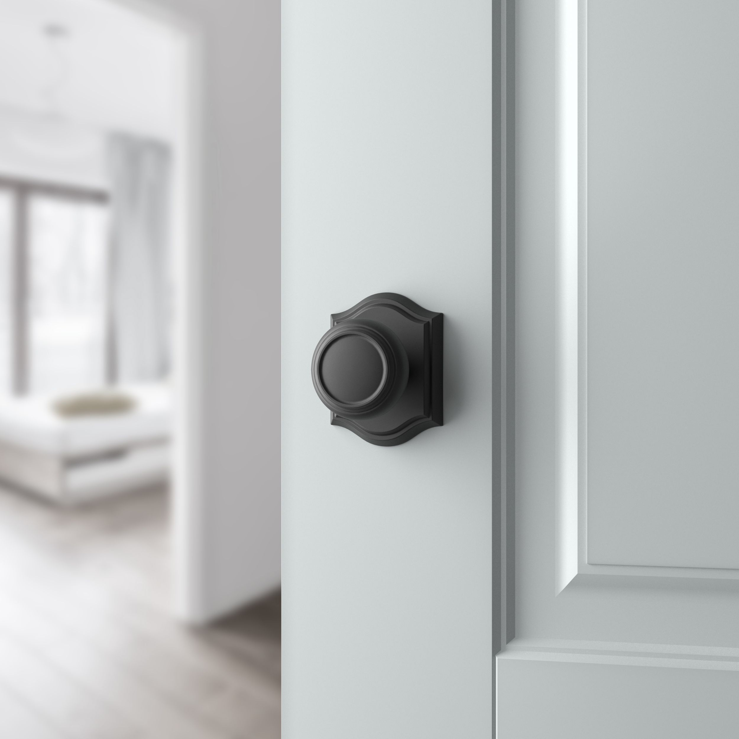 Traditional Knob & Arch Rose- Privacy - Satin Black