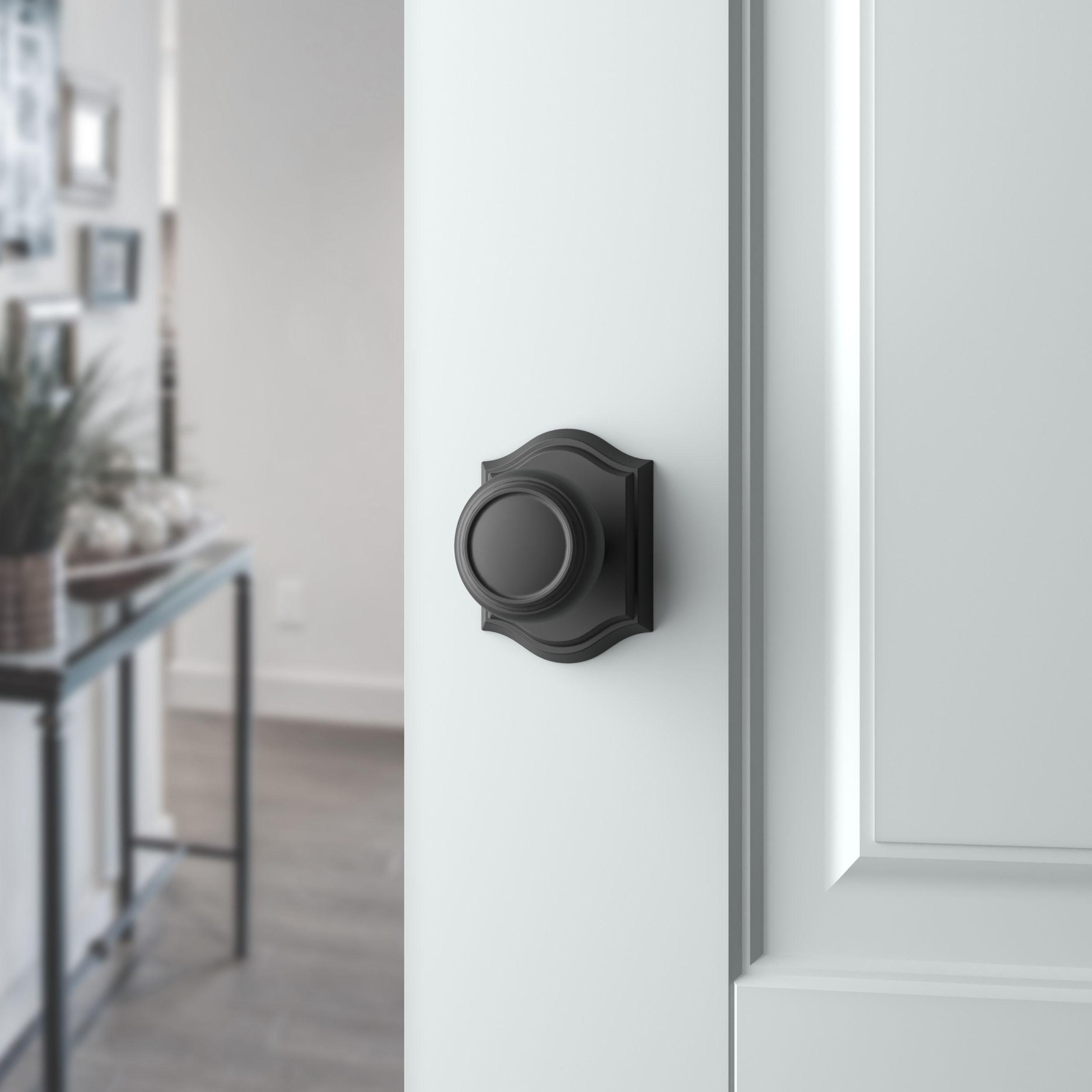 Schlage Bowery Passage Door Knob Lock Set, Matte Black