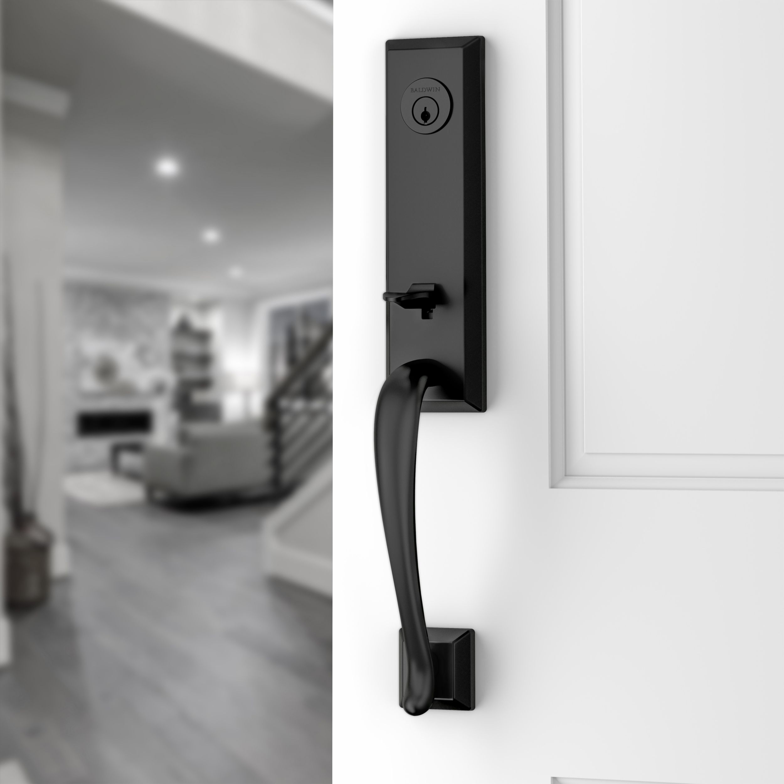 Del Mar Handleset x Federal Lever- Square Interior - Satin Black