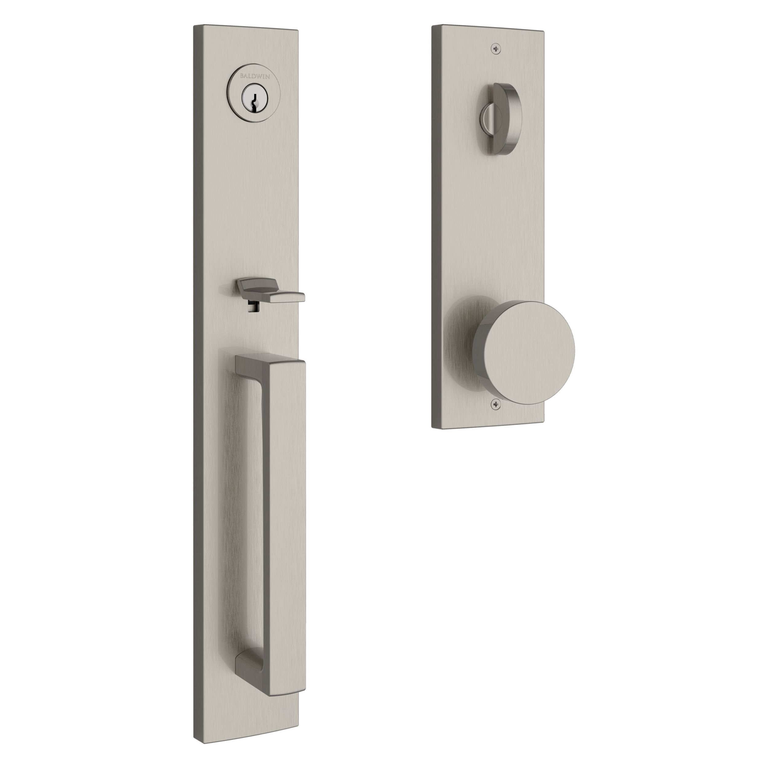 Santa Cruz Handleset x Contemporary Knob - Satin Nickel | Baldwin