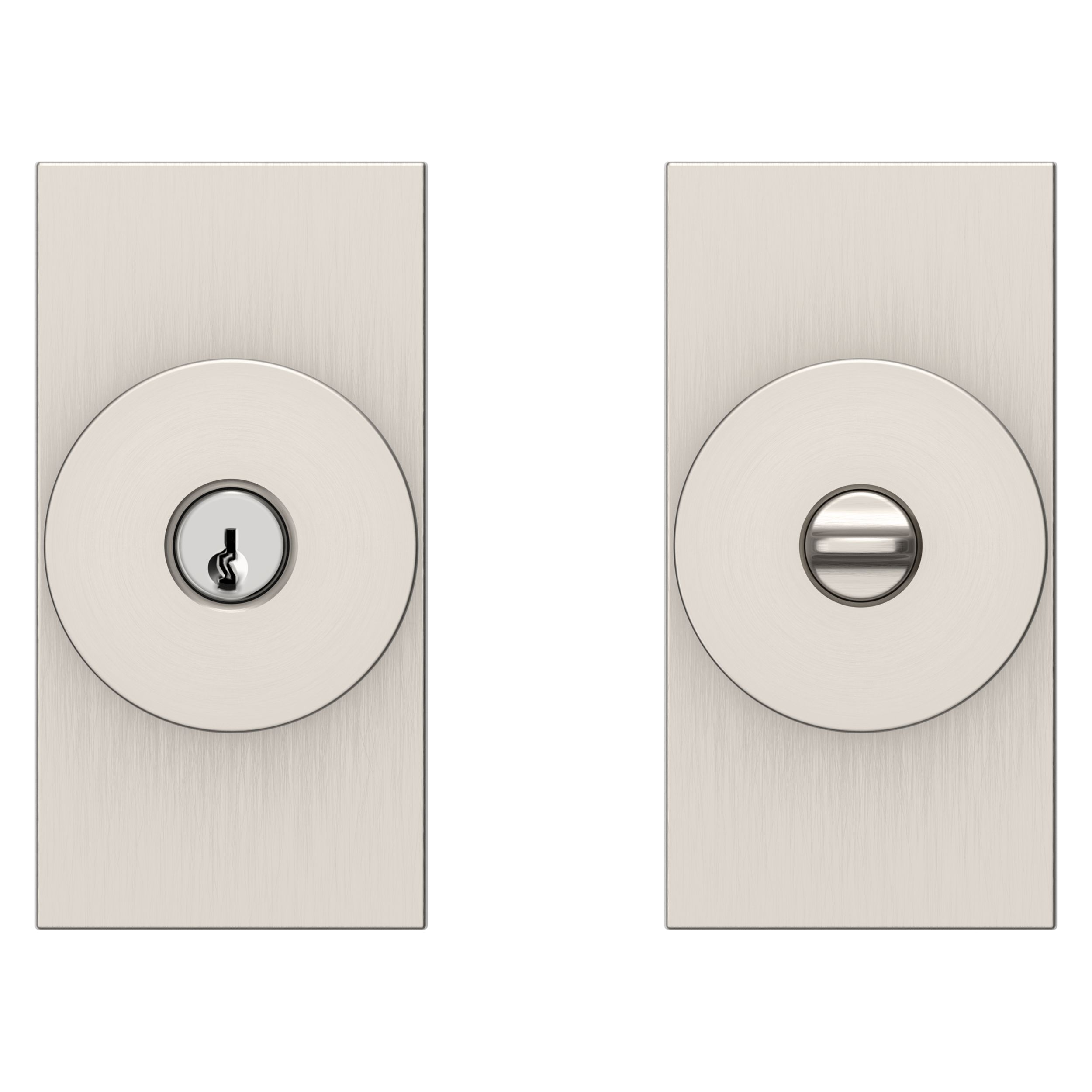 Keyed Contemporary Knob with Square Rose - Lifetime (PVD) Satin