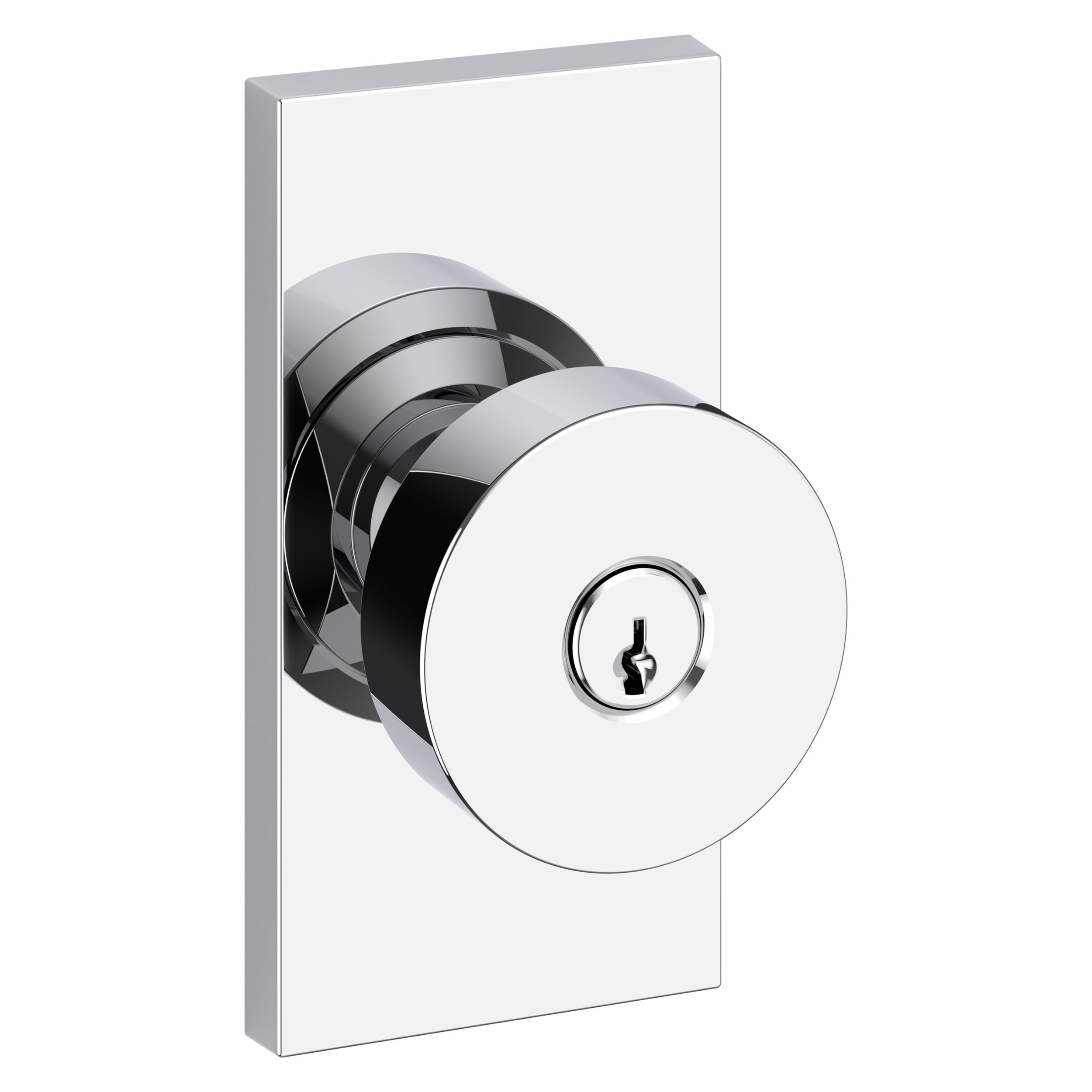 Keyed Contemporary Knob with Square Rose - Lifetime (PVD) Satin