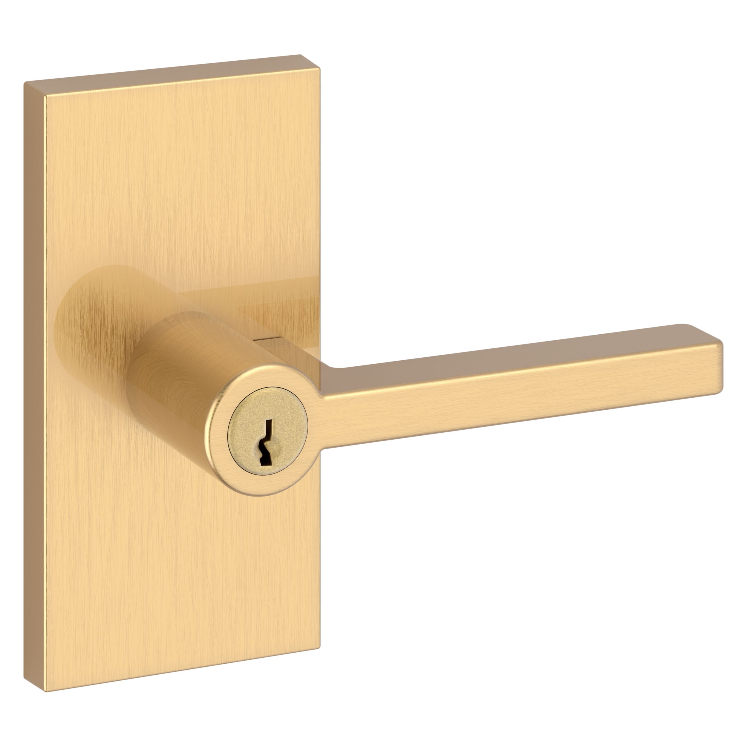 Satin Brass Door Handles On Rose