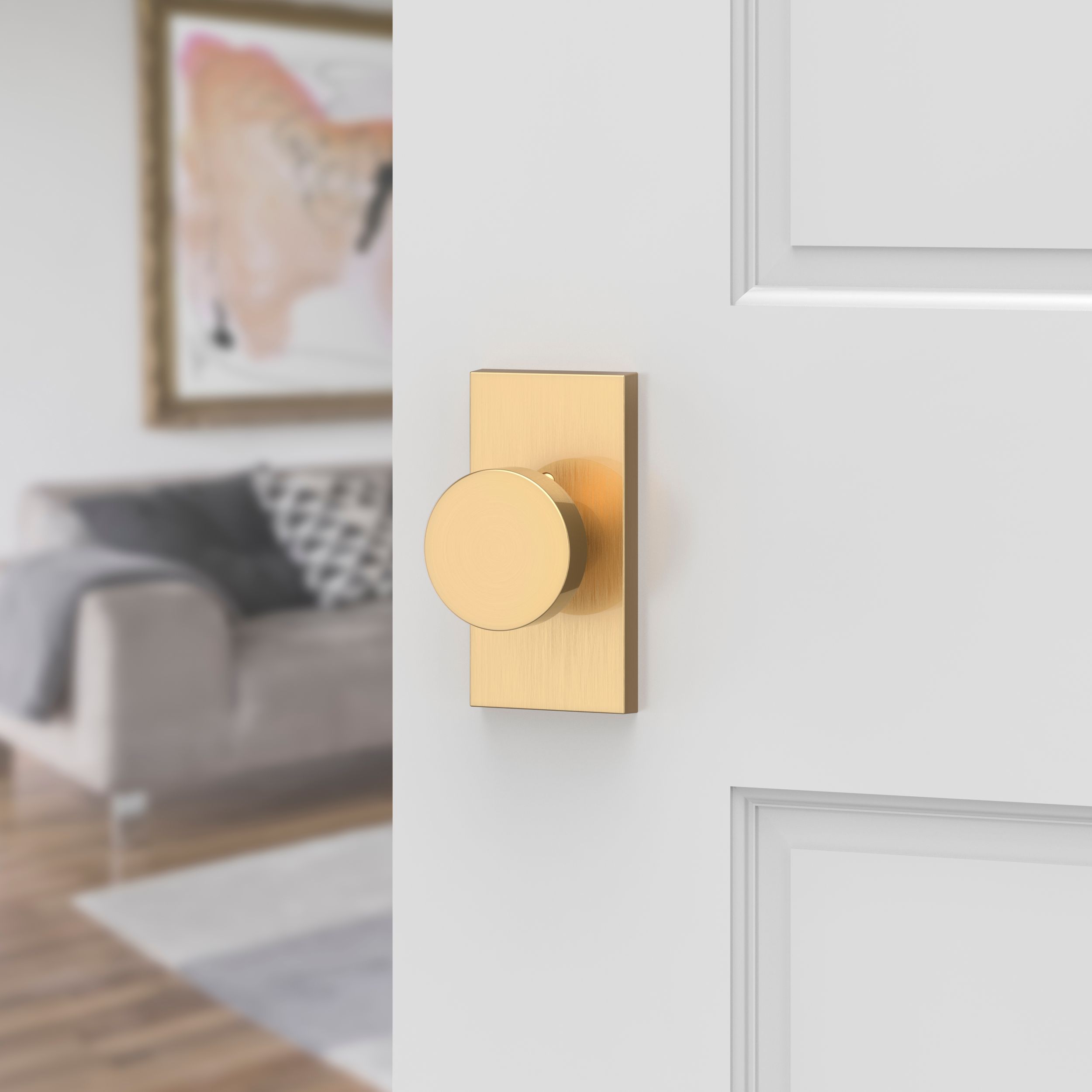 Contemporary Knob Brass - Rose- (PVD) Satin Dummy Hardware Baldwin & Full Lifetime Contemporary 5\