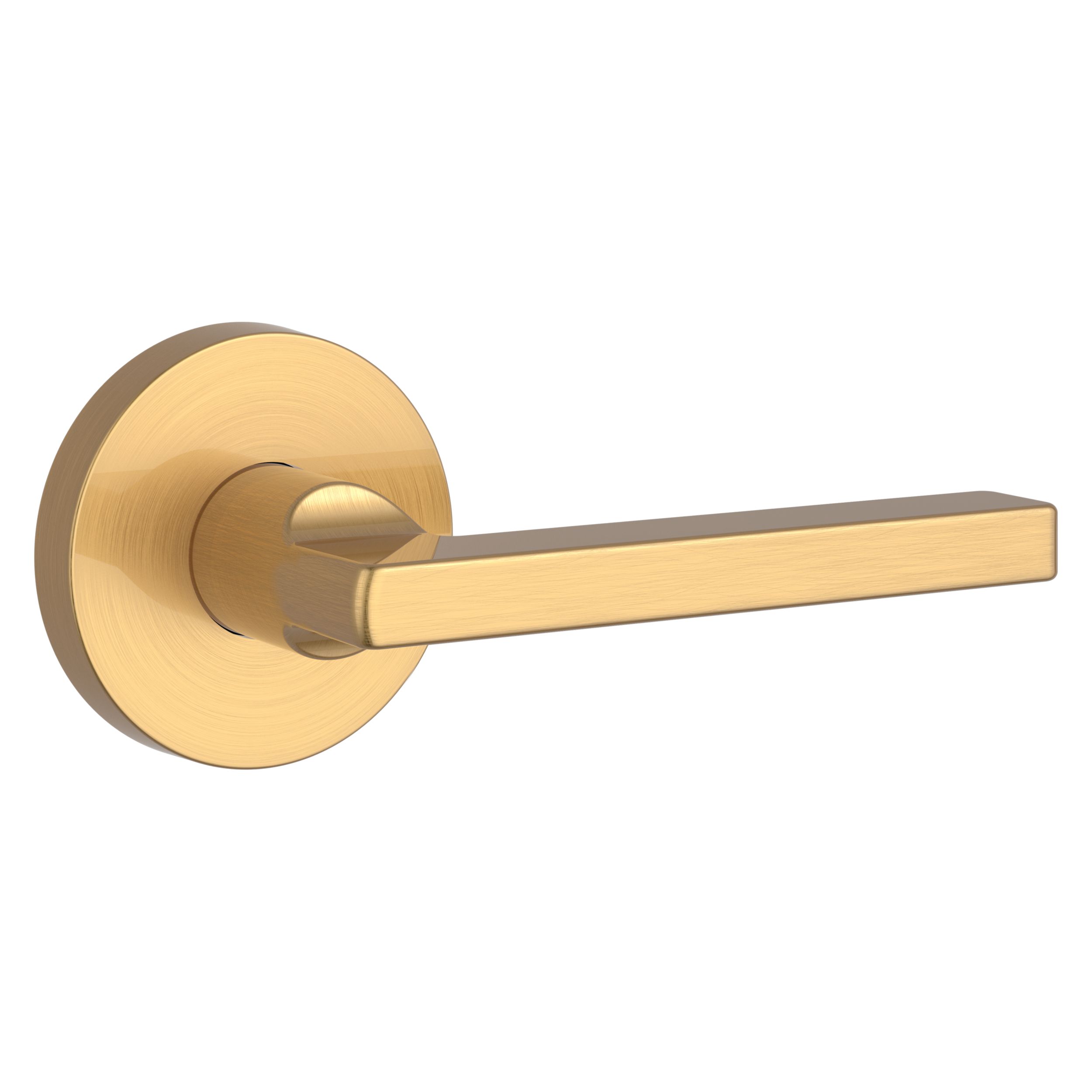 Tapered Design Lever Door Handles With Round Rose - Satin Brass