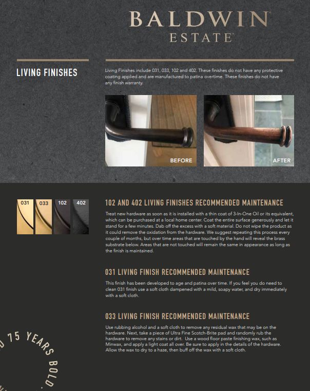 Baldwin Care of Finishes Sell Sheet 2025