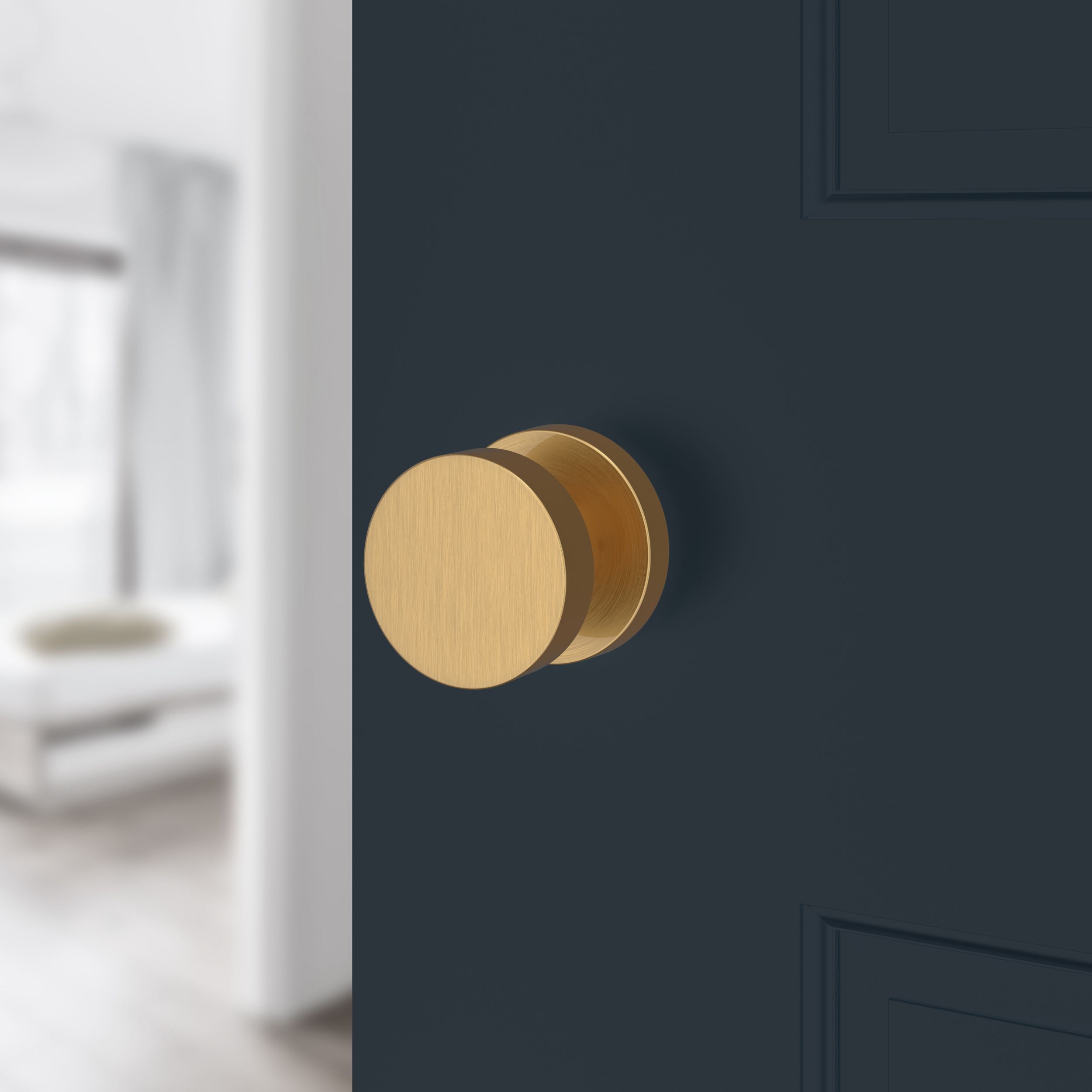 Contemporary Knob & Round Rose- Passage - Lifetime (PVD) Satin