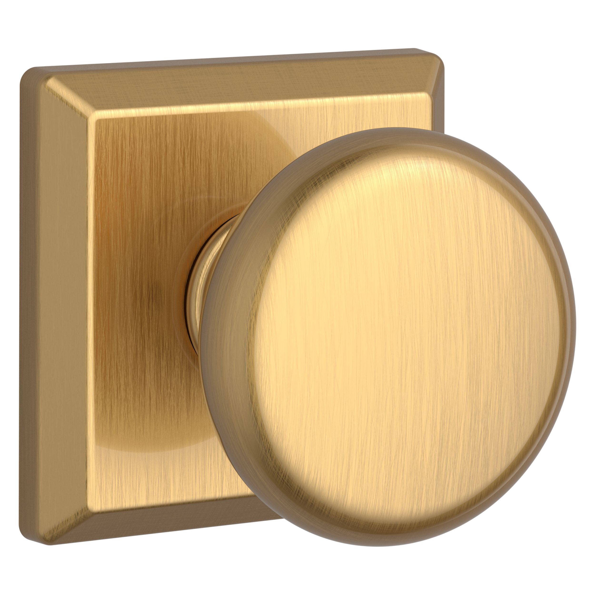 Round Knob & Traditional Square Rose- Passage - Satin Nickel