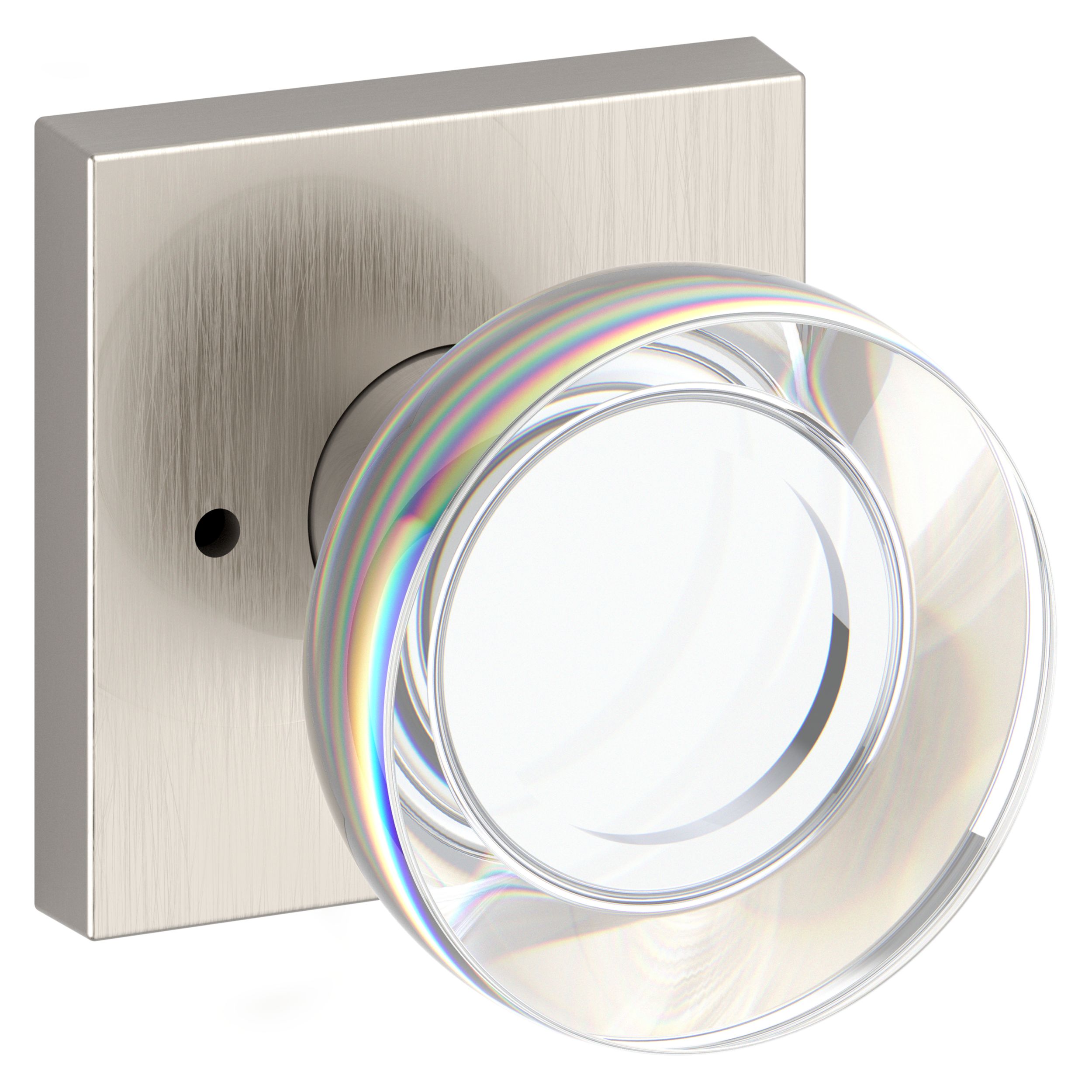 Contemporary Crystal Knob & Square Rose- Privacy