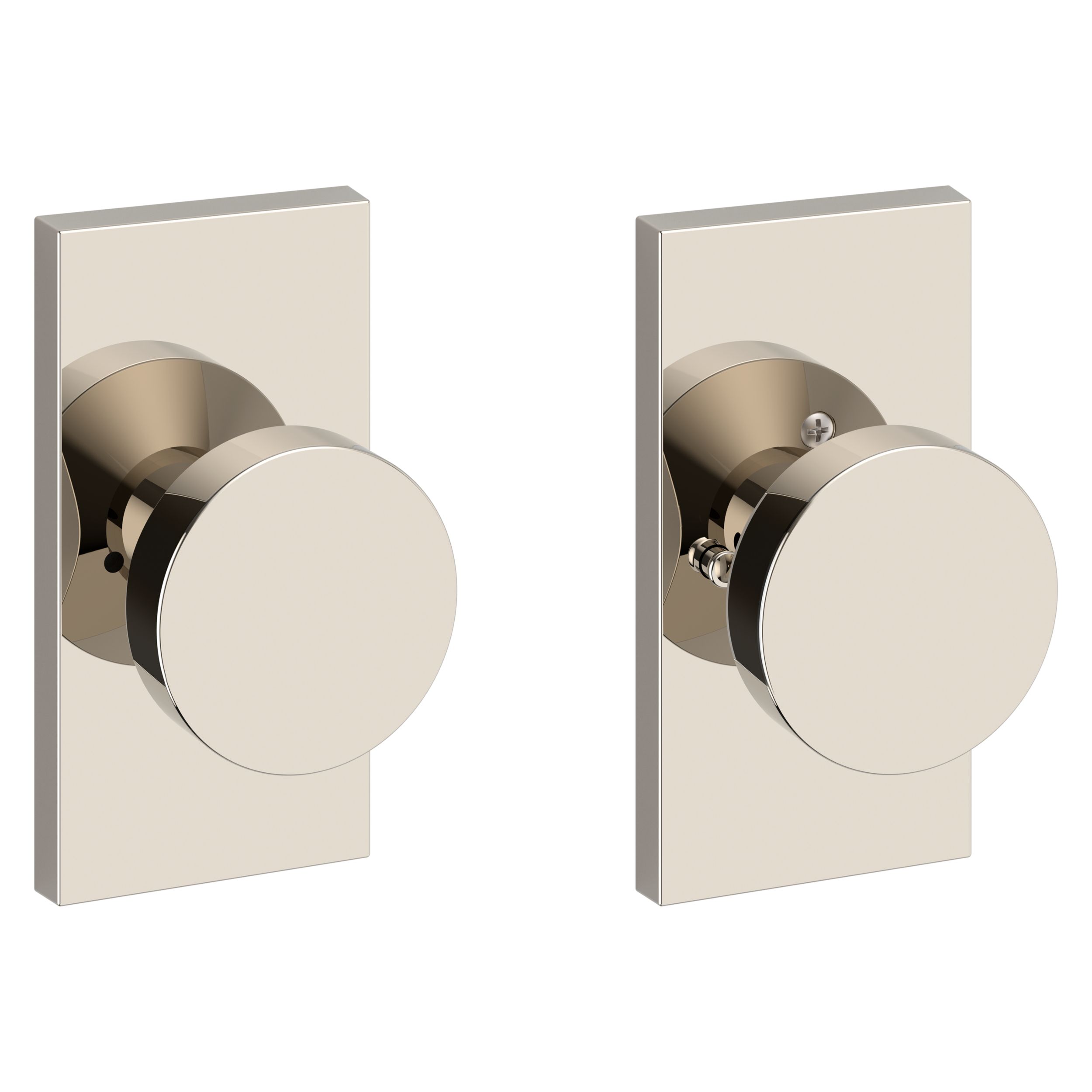 Contemporary Knob & 5 Rose- Privacy - Lifetime (PVD) Polished Nickel