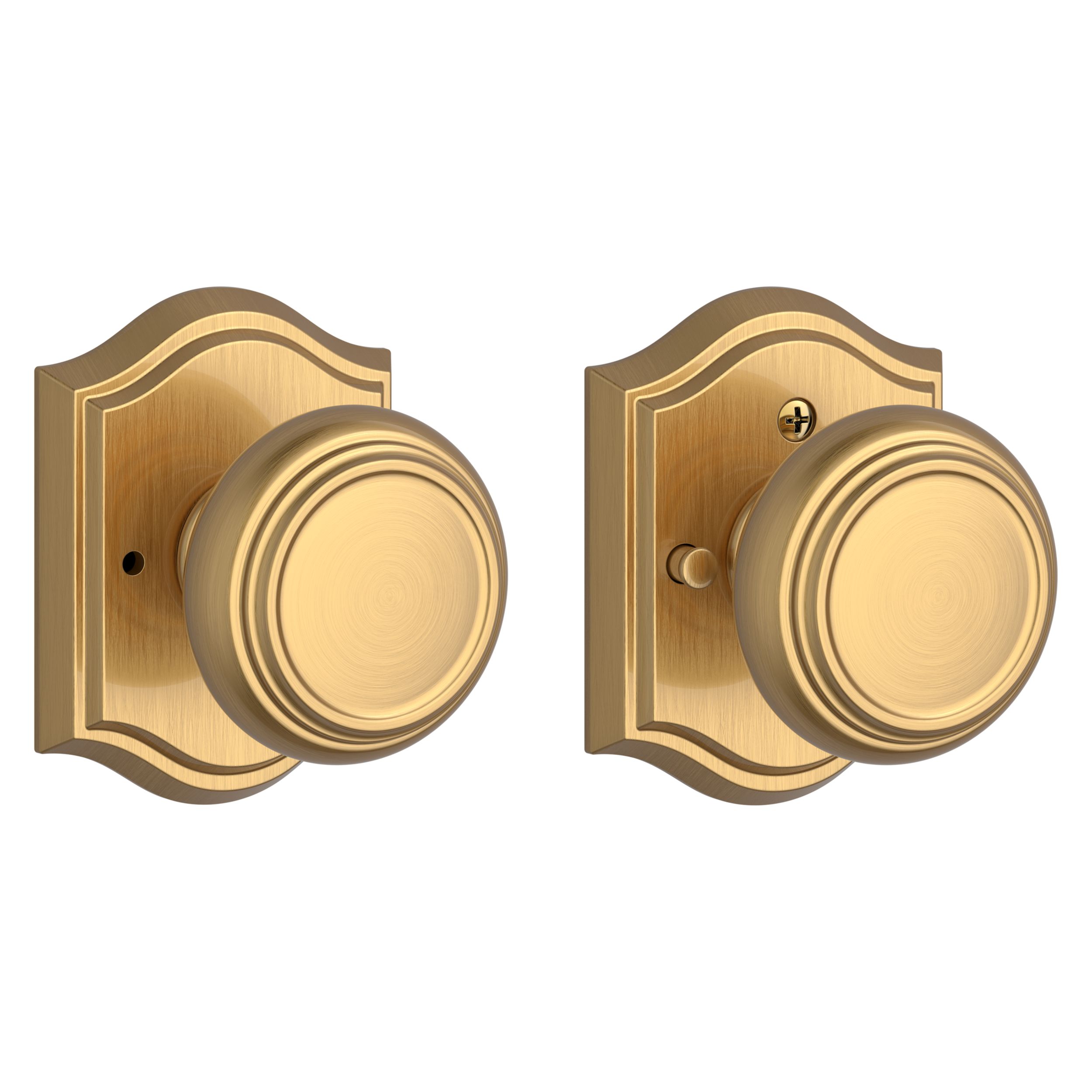 Traditional Knob & Arch Rose- Privacy - Lifetime (PVD) Satin Brass