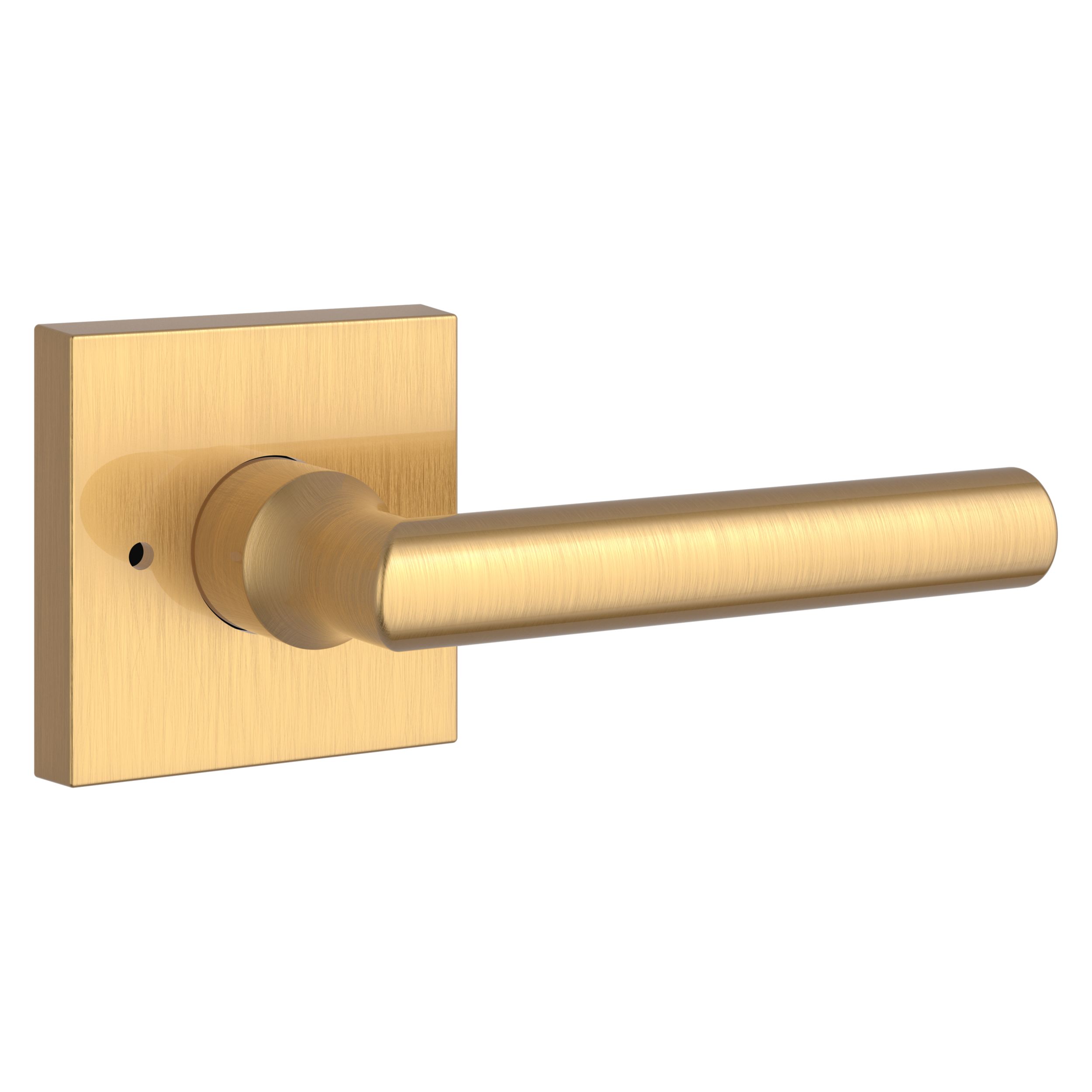 Tube Lever & Contemporary Square Rose- Privacy - Lifetime (PVD) Satin Brass