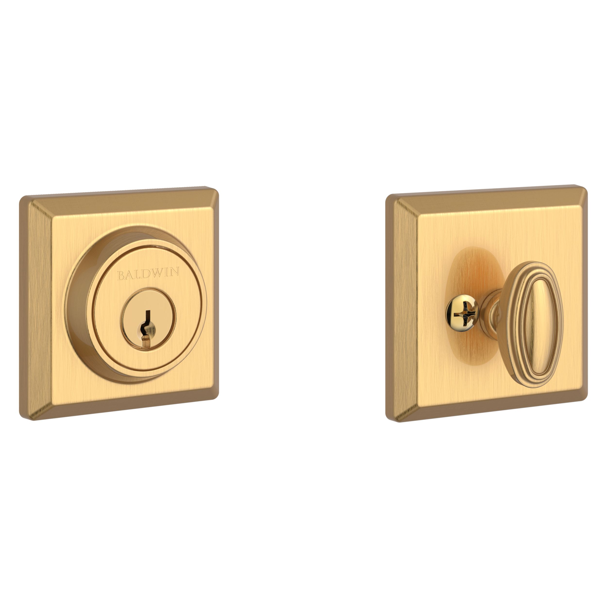 Traditional Square Deadbolt Lifetime (PVD) Satin Brass Baldwin Hardware
